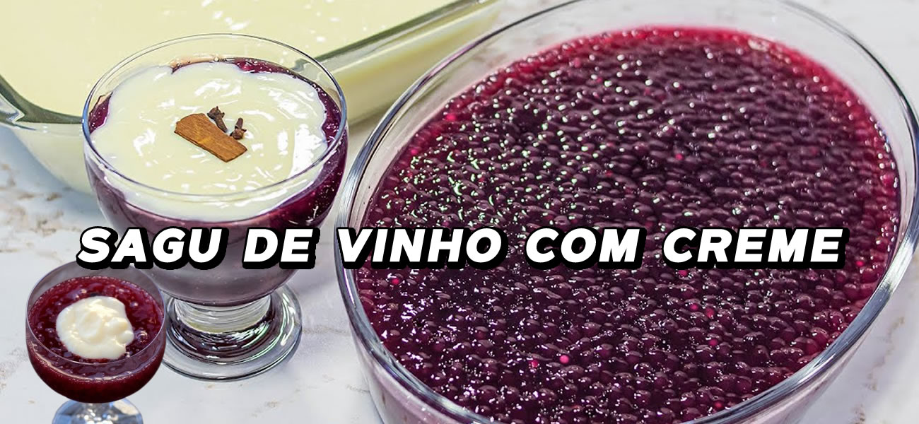 Sagu de vinho com creme