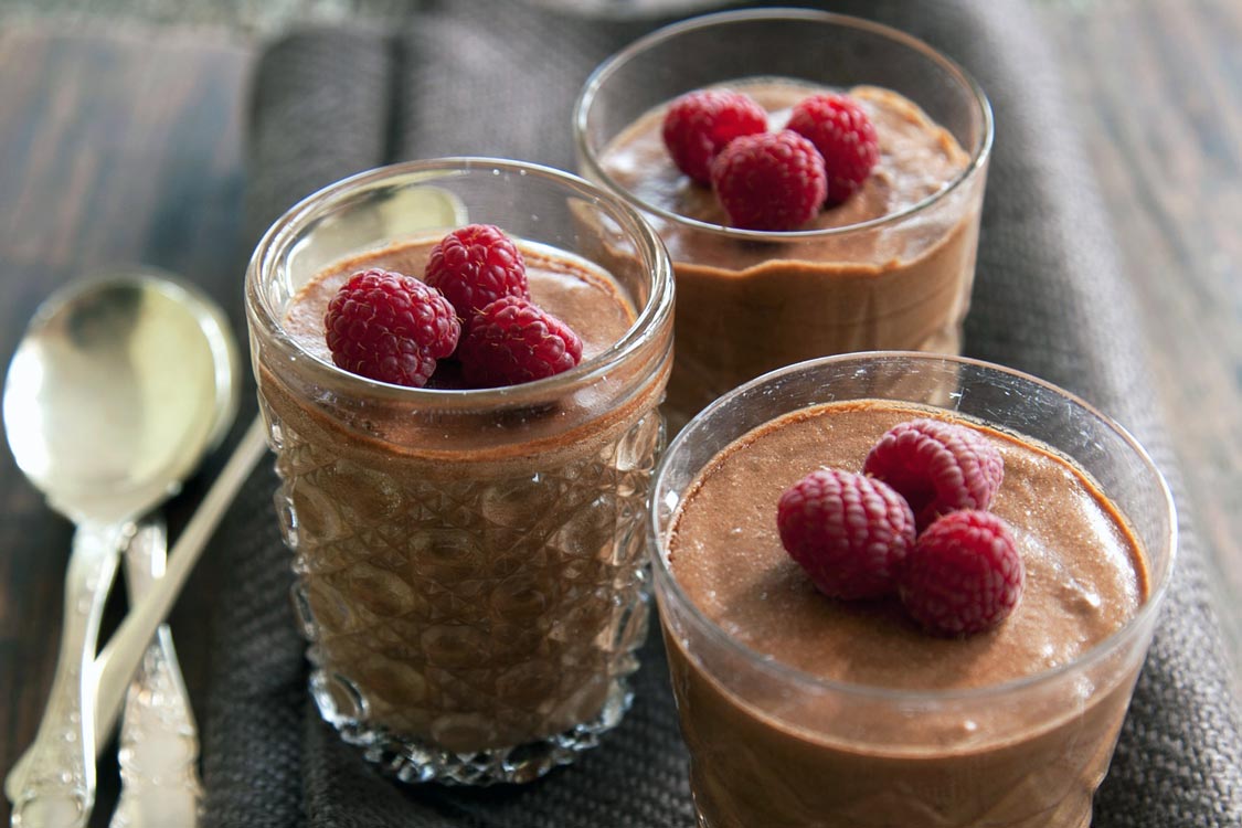 Mousse de Chocolate com Framboesas Frescas